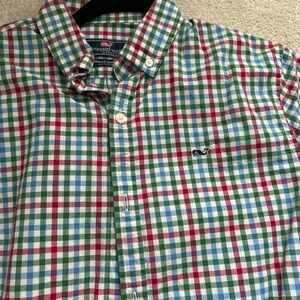 Vineyard Vines Red and Green Plaid Button Down Shirt